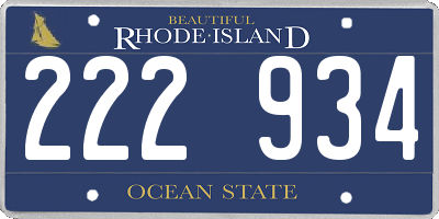 RI license plate 222934