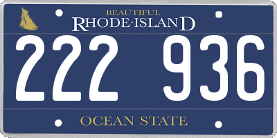 RI license plate 222936