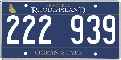 RI license plate 222939