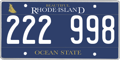 RI license plate 222998
