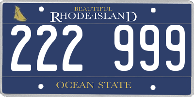 RI license plate 222999