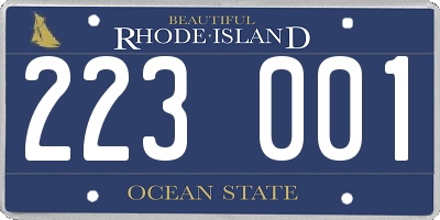 RI license plate 223001