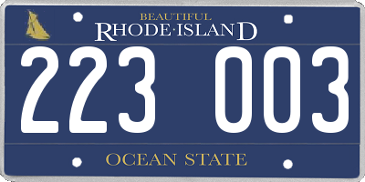 RI license plate 223003