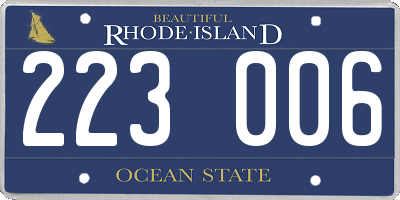 RI license plate 223006