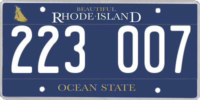 RI license plate 223007