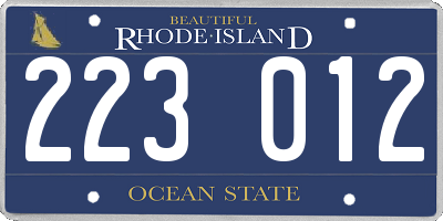 RI license plate 223012