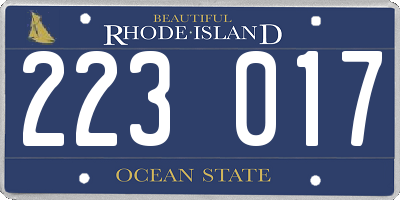 RI license plate 223017