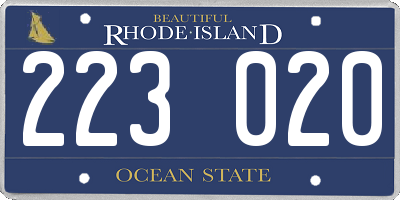 RI license plate 223020