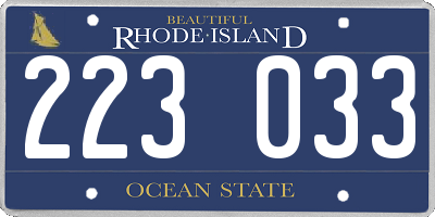 RI license plate 223033