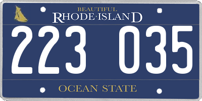RI license plate 223035