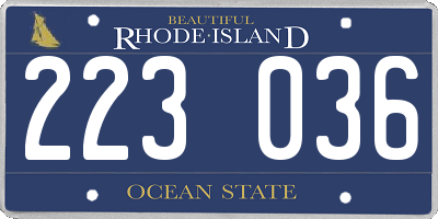 RI license plate 223036