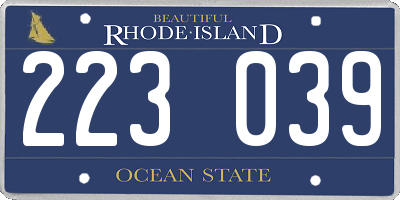 RI license plate 223039