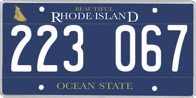 RI license plate 223067