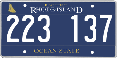 RI license plate 223137