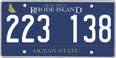 RI license plate 223138