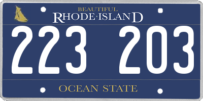 RI license plate 223203