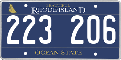 RI license plate 223206