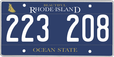 RI license plate 223208