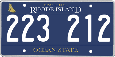 RI license plate 223212