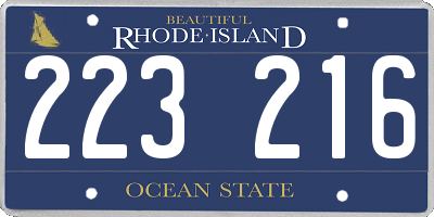 RI license plate 223216