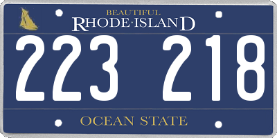 RI license plate 223218