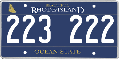 RI license plate 223222