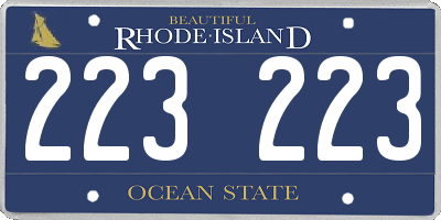 RI license plate 223223