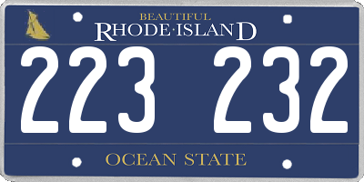 RI license plate 223232