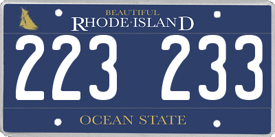 RI license plate 223233