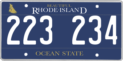 RI license plate 223234