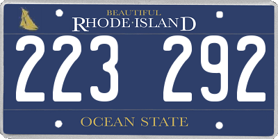 RI license plate 223292