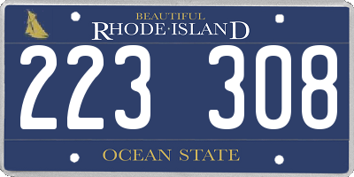 RI license plate 223308