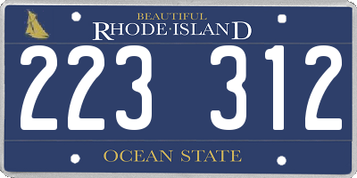 RI license plate 223312