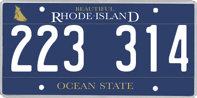 RI license plate 223314