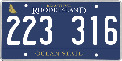 RI license plate 223316