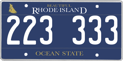 RI license plate 223333
