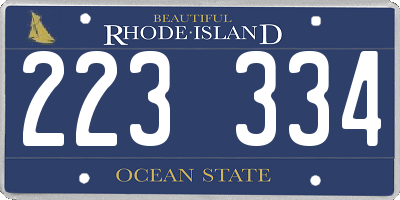 RI license plate 223334