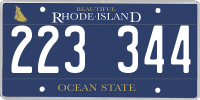 RI license plate 223344