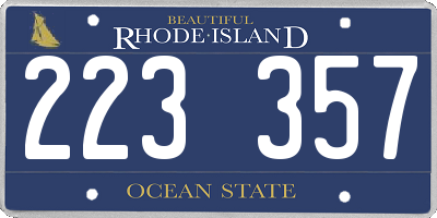 RI license plate 223357