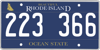 RI license plate 223366