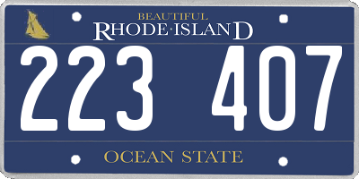 RI license plate 223407