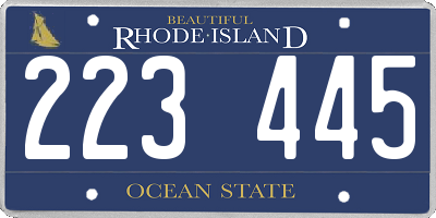 RI license plate 223445