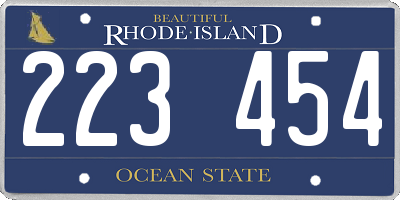 RI license plate 223454