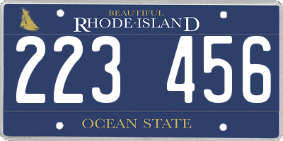 RI license plate 223456