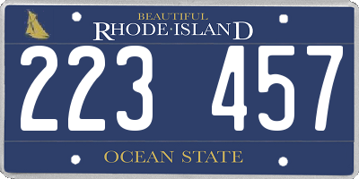 RI license plate 223457