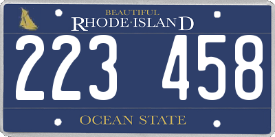 RI license plate 223458