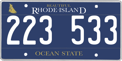RI license plate 223533