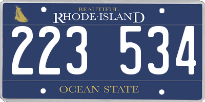 RI license plate 223534