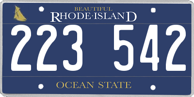 RI license plate 223542