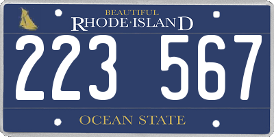 RI license plate 223567